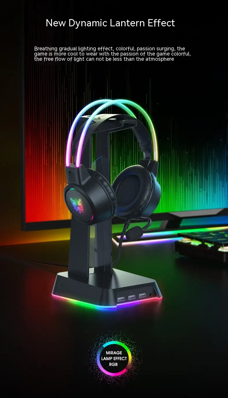 Game Earphone Headset E-sports Wired Computer RGB Luminous