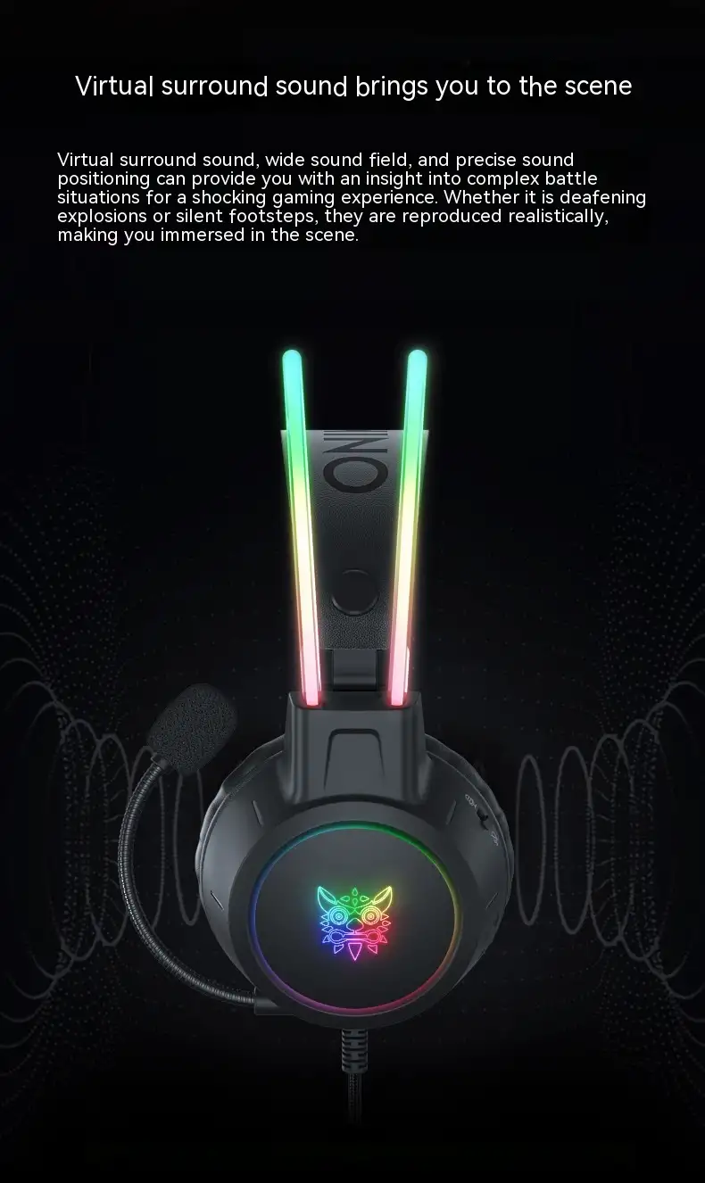 Game Earphone Headset E-sports Wired Computer RGB Luminous