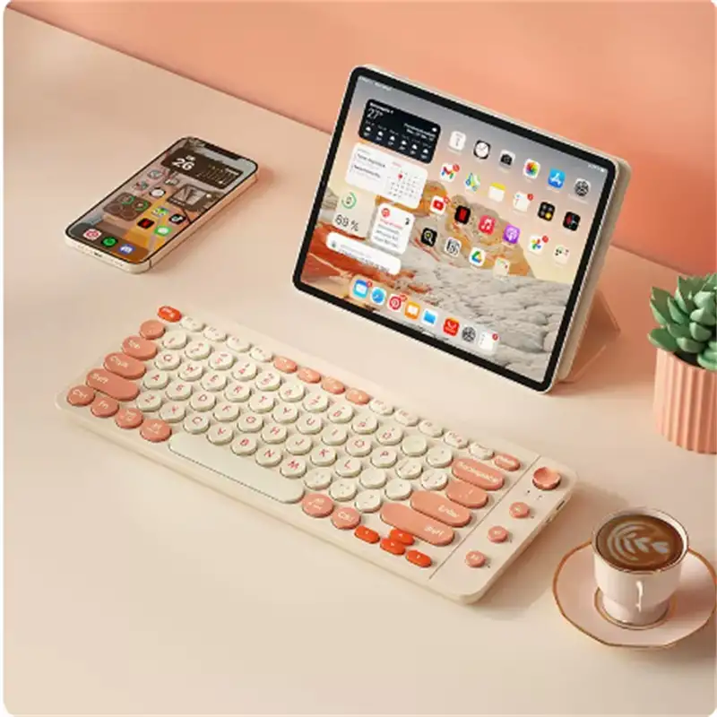 Three Mode Bluetooth Keyboard And Mouse Set Wireless Brain Laptop Girls Office Tablet