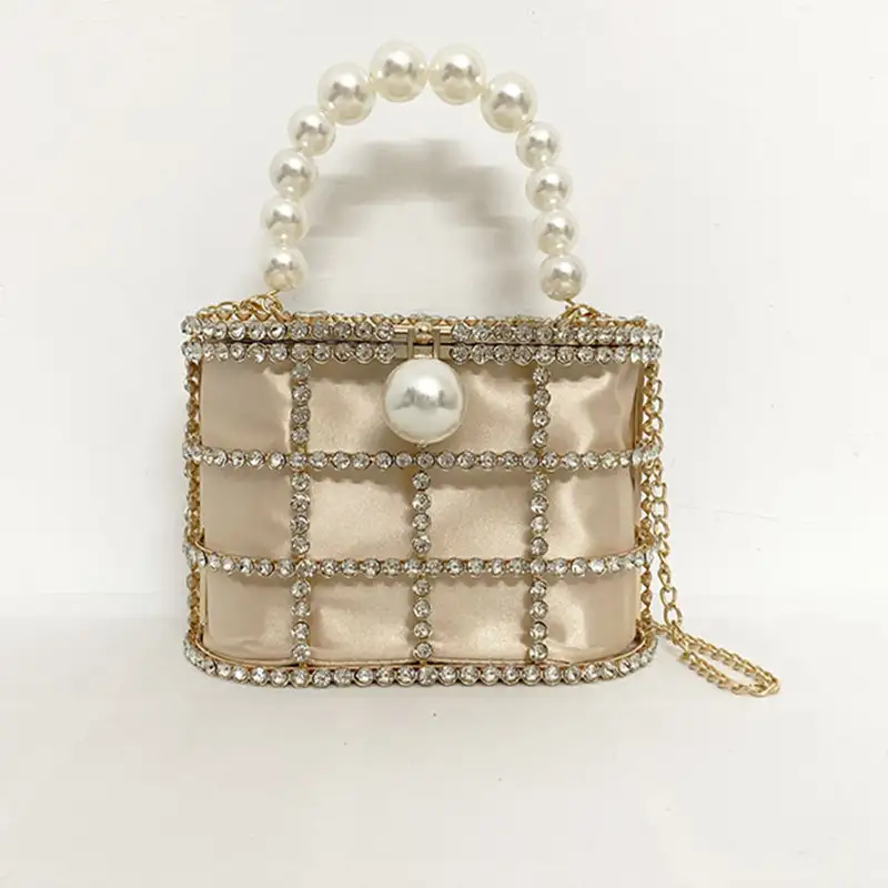 Women's Fashion Casual Pearl Bucket Dinner Bag