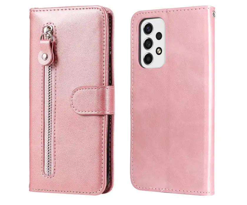 Mobile Phone Leather Case Zipper Wallet Card Holder Protective Case