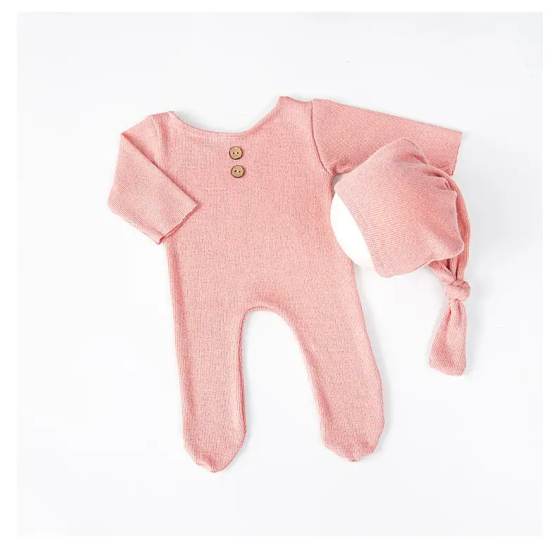 Newborn Photography Knitted Jumpsuit Long Tail Hat Two-piece Set