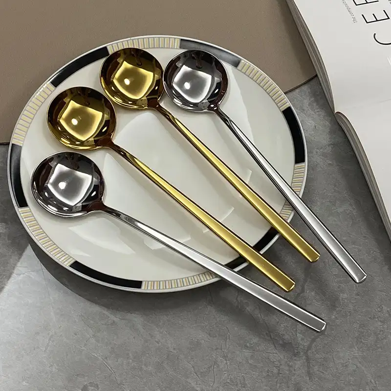 304 Stainless Steel Household Golden Round Head Spoon Creative