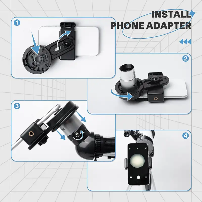 Metal Astronomical Telescope Focal Length With Telephone Adapter