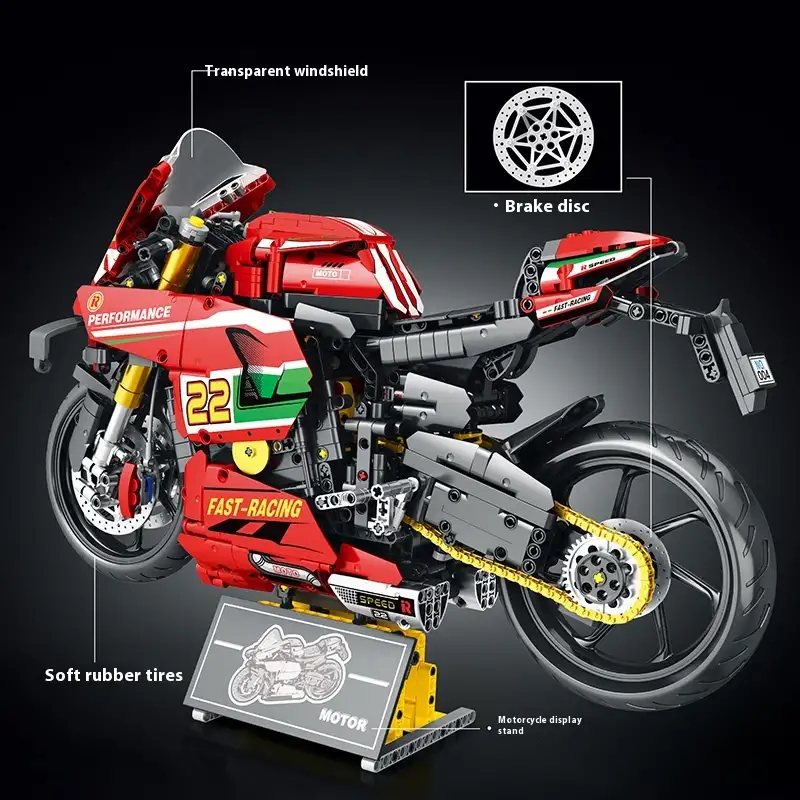 Building Blocks Motorcycle Ornaments Motorcycle Assembled Model Educational Toys