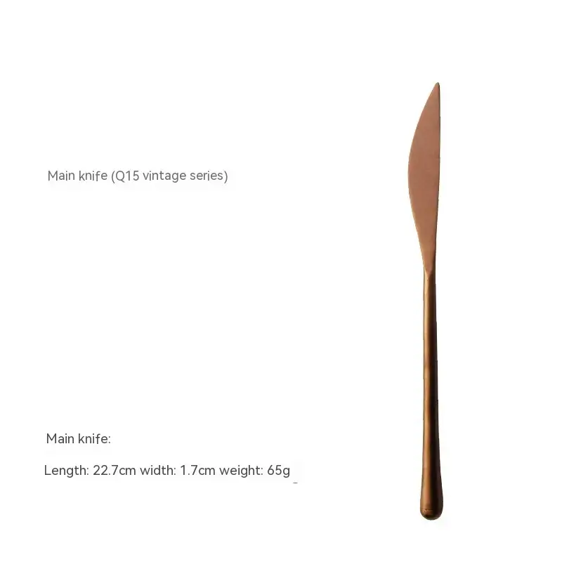 Japanese-style Old Rose Gold Tableware 304 Stainless Steel Steak Knife, Fork And Spoon