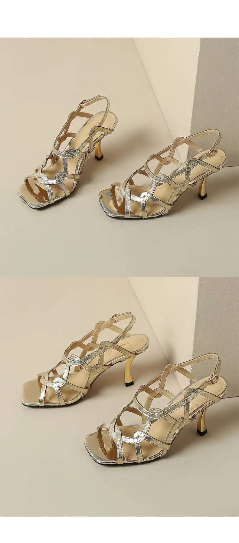 Summer Retro Hollow-out Roman Style Sandals High Heels