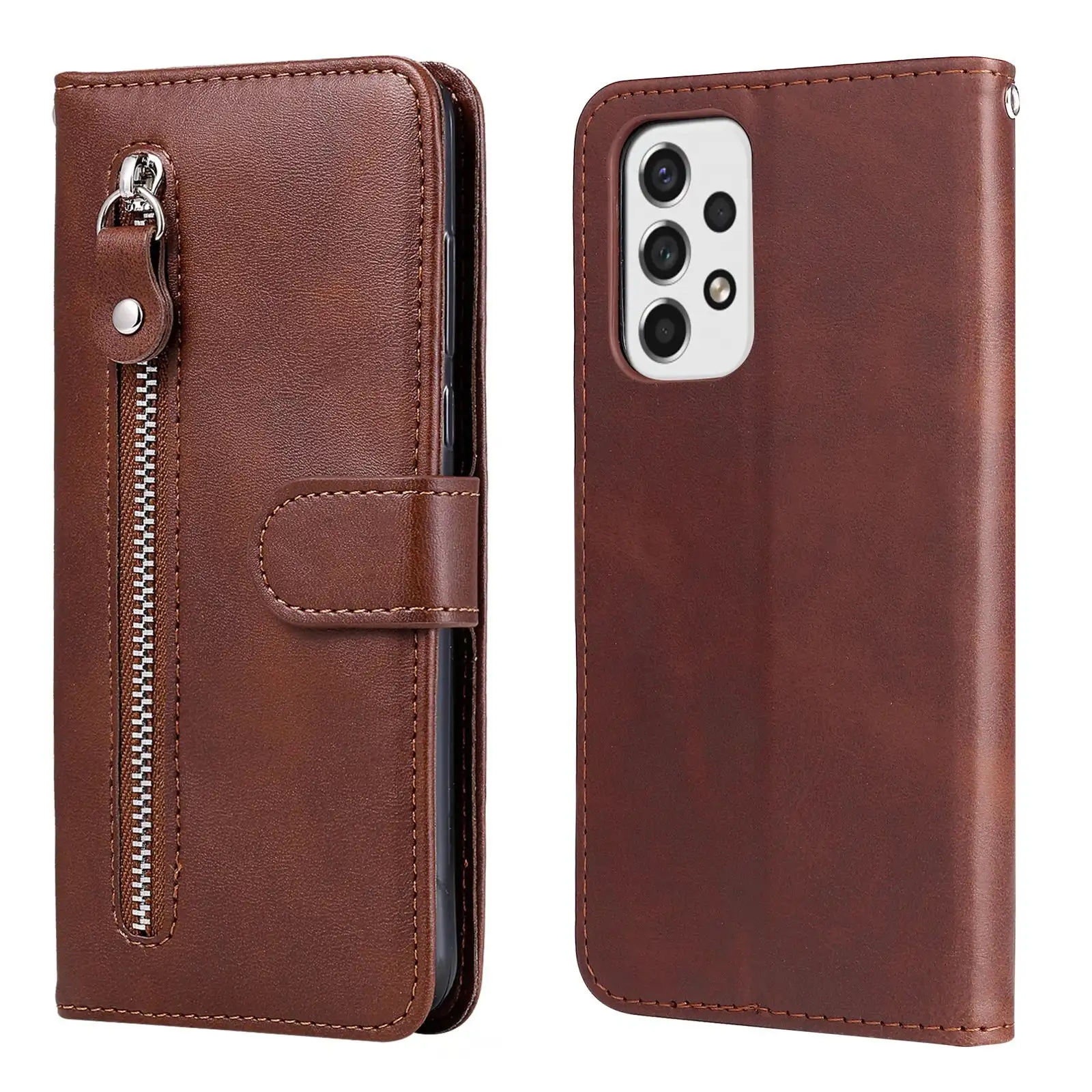 Mobile Phone Leather Case Zipper Wallet Card Holder Protective Case