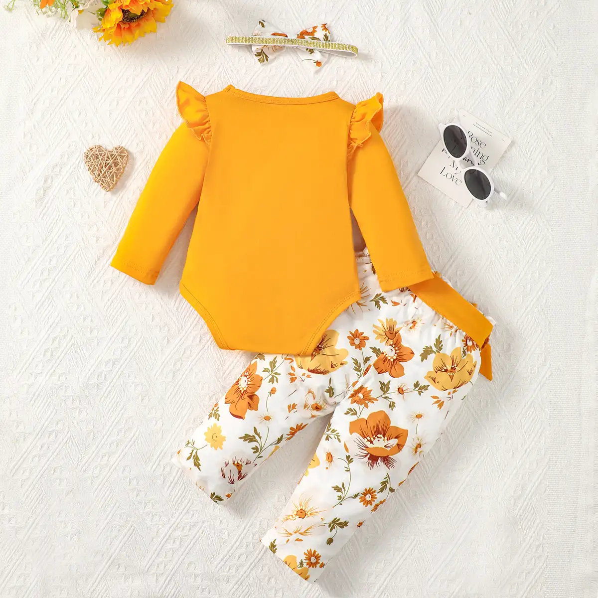 Pants Letter Printing Romper Three-piece Suit