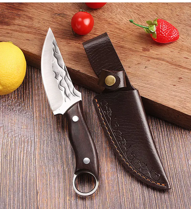 Outdoor Multi-functional Red Color Wooden Handle Knife