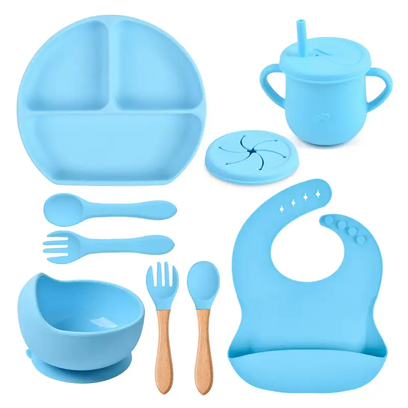 Silicone Solid Color Babies' Tableware Set