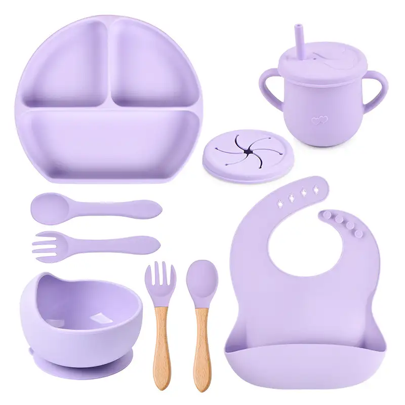 Silicone Solid Color Babies' Tableware Set