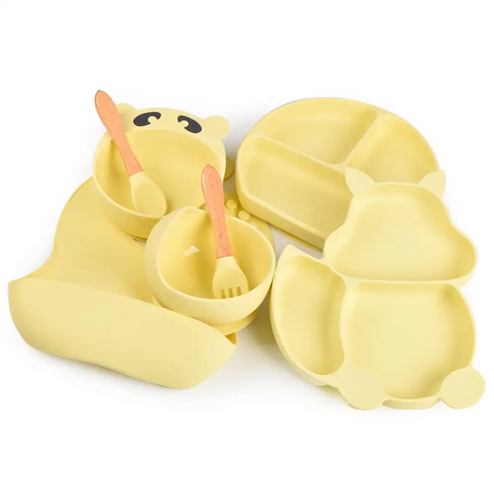 Silicone Solid Color Babies' Tableware Set