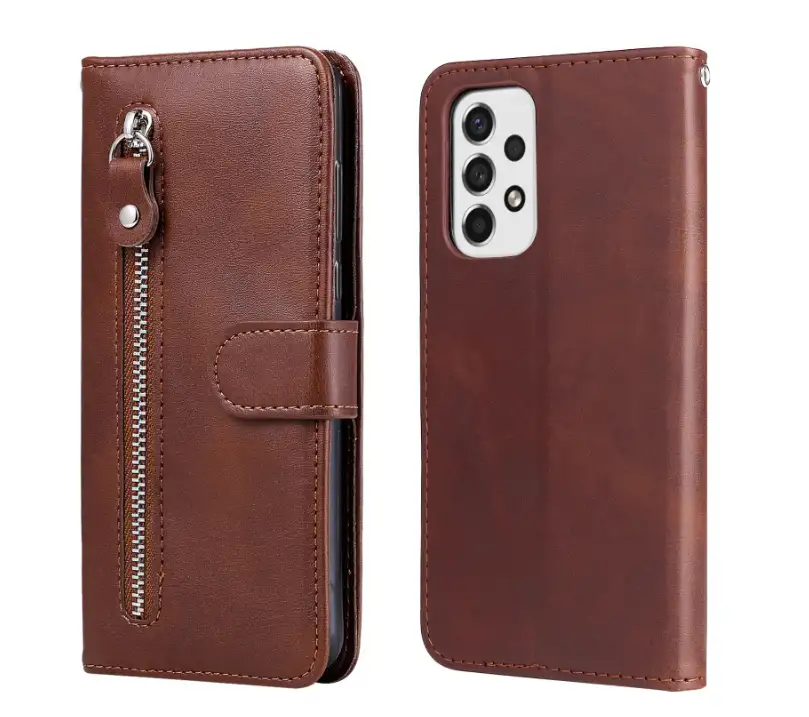 Mobile Phone Leather Case Zipper Wallet Card Holder Protective Case