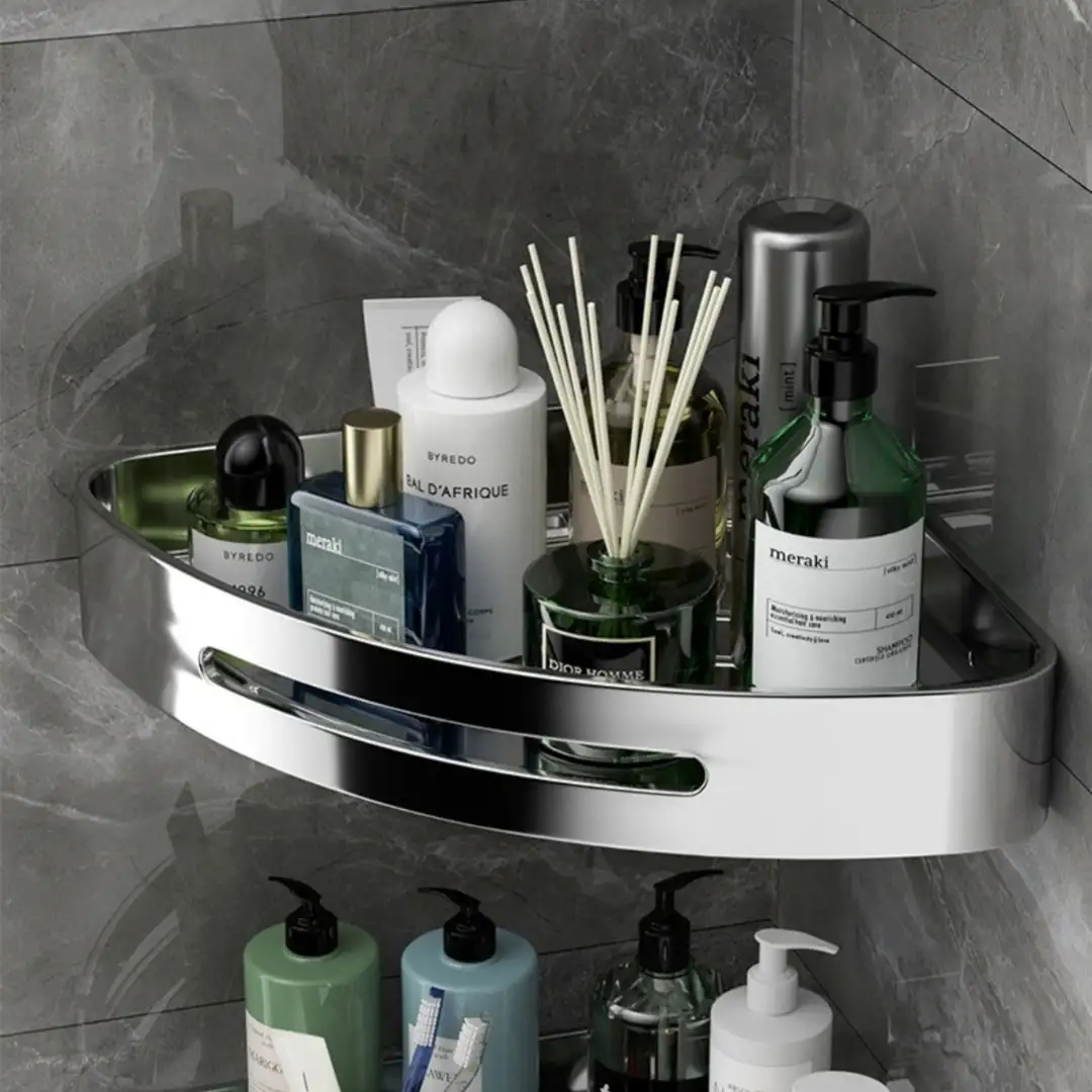 Bathroom Triangle Storage Rack Punch-free Stainless Steel