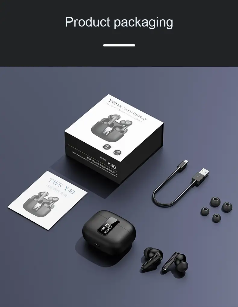 Y40 New ANC ENC Dual-camera Noise Reduction True Wireless Bluetooth Earphone In-ear