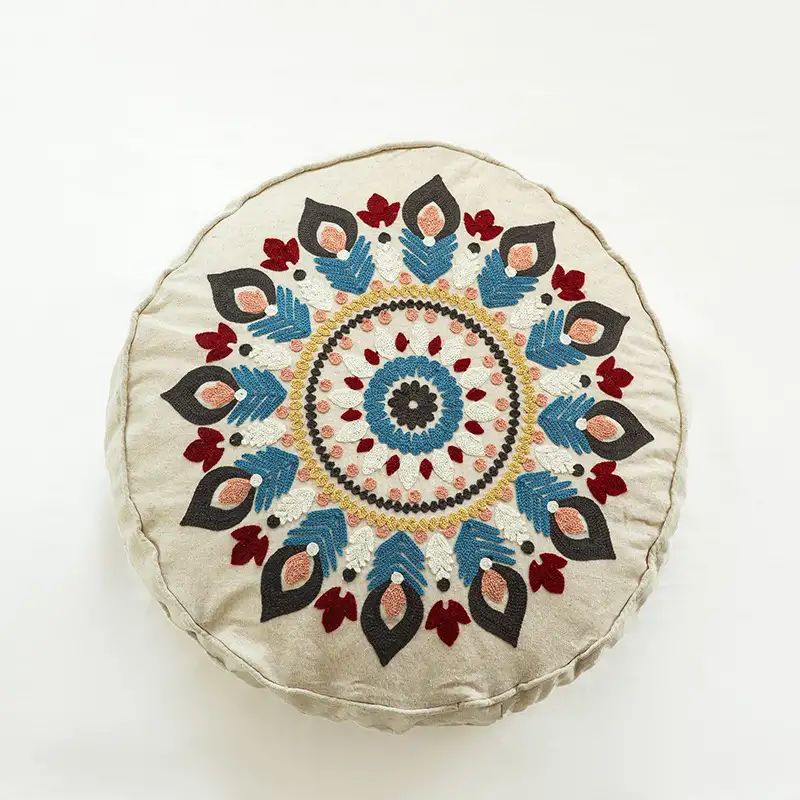 Moroccan Ethnic Style Hand-embroidered Round Pillow Cover