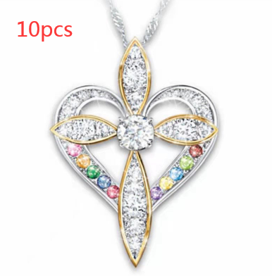 Love heart shaped cross-10PCS