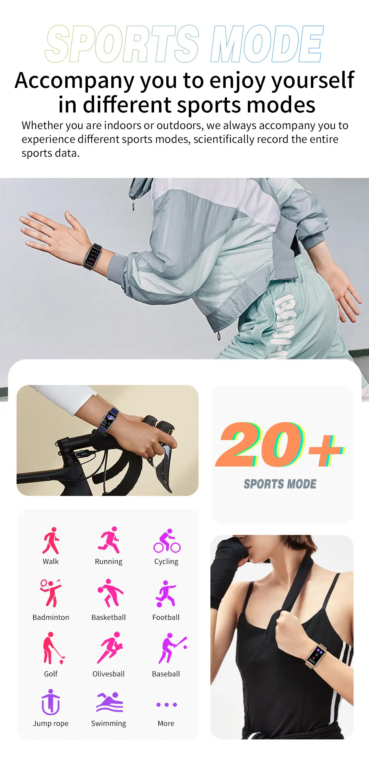 Outdoor Smart Sport Bracelet Multi-functional Health Monitoring Watch Women