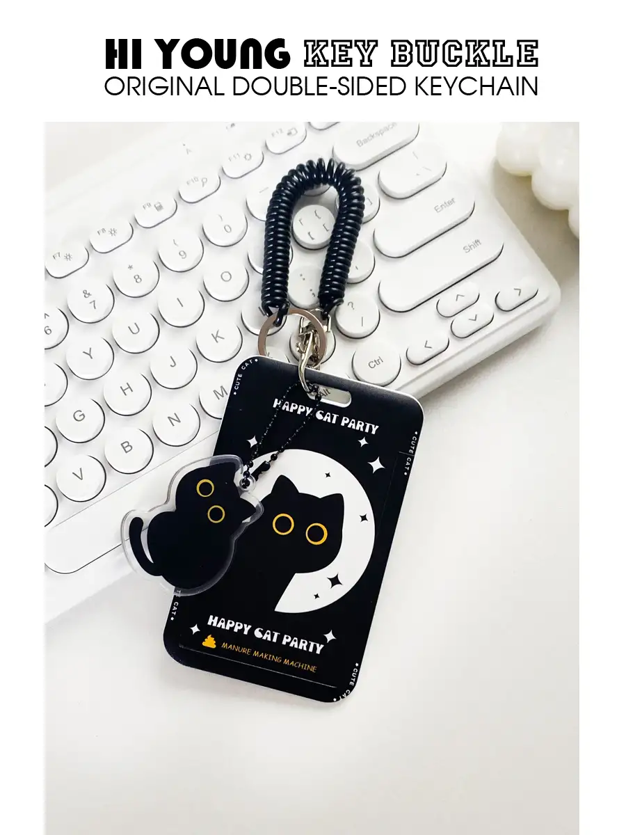 Original Cute Little Black Cat Portable Card Holder Bus Subway Canteen Student ID