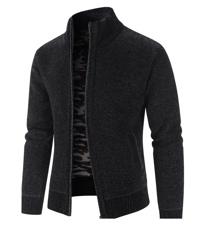 Men's Jacket Knitwear Autumn And Winter Fleece Lined Padded Warm Keeping Cardigan