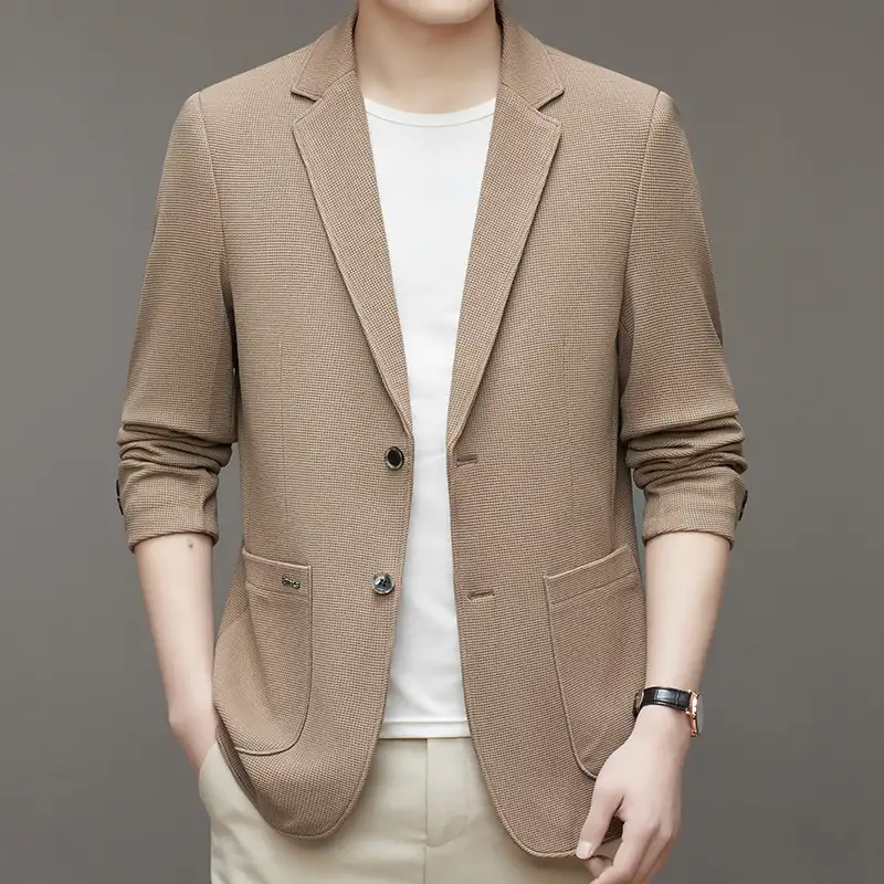 Spring Men's Knitted Waffle Casual Suit Jacket