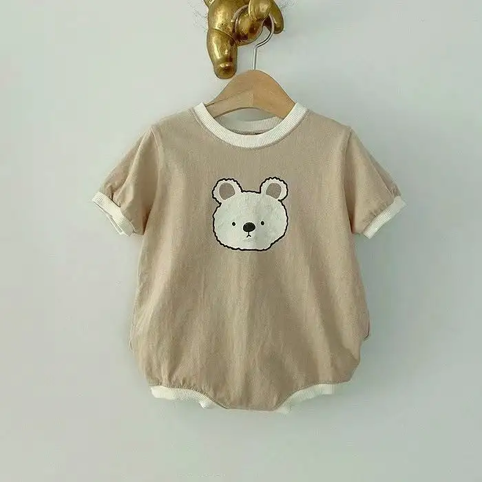 Baby Cute Bear Casual Short Sleeve Rompers