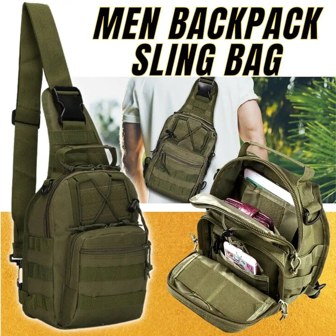 Outdoor Tactical Sling Bag Military MOLLE Crossbody Pack Chest Shoulder Backpack