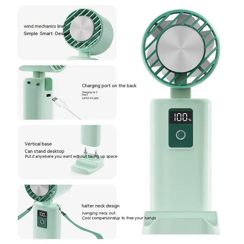 Five-speed Digital Display Refrigeration Handheld Fan Usb Rechargeable