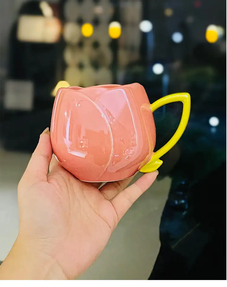 Female Gaomei Tulip Ceramic Mug Without Spoon Girly Heart Water Cup