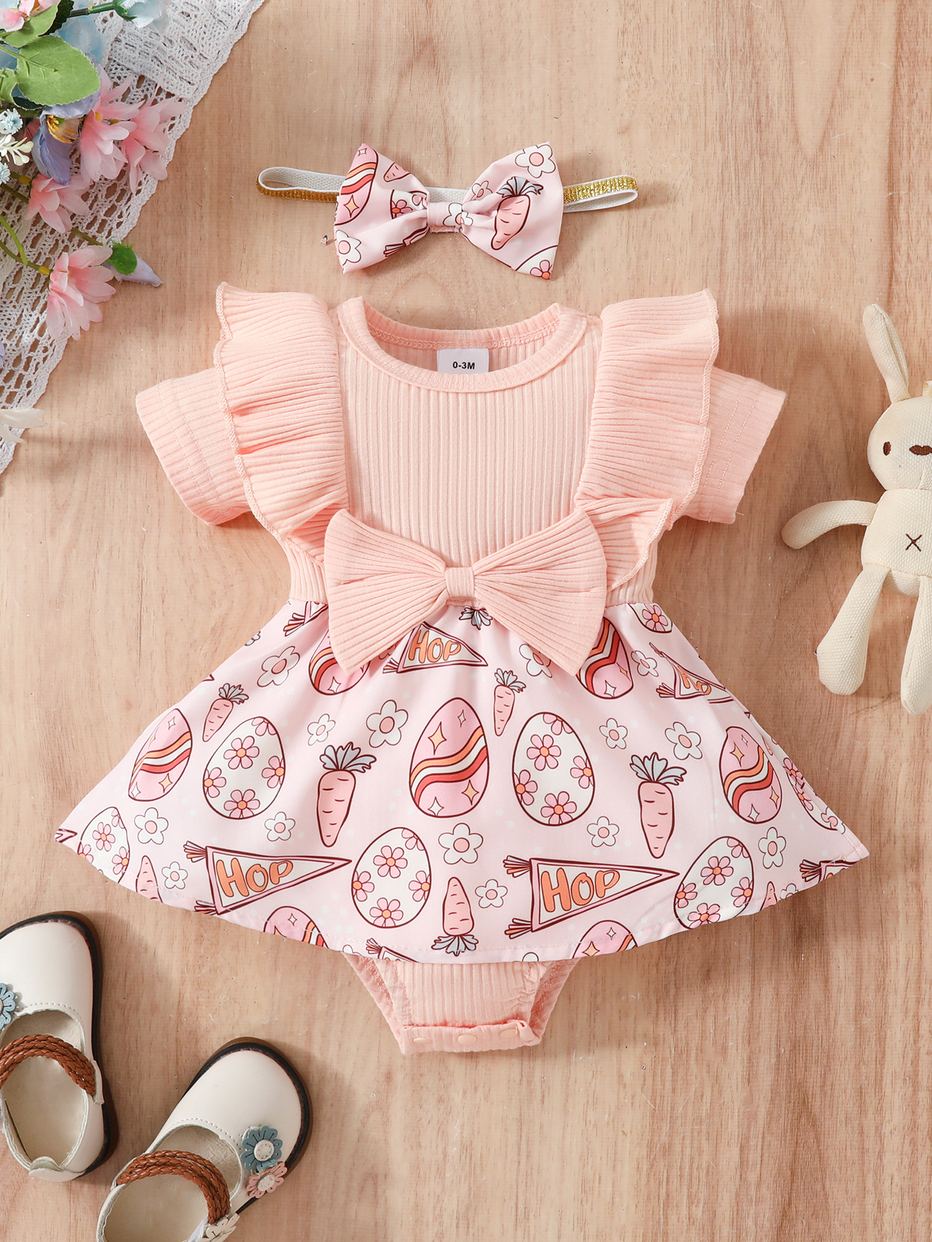 Lotus Flower Carrot Romper-0to3M