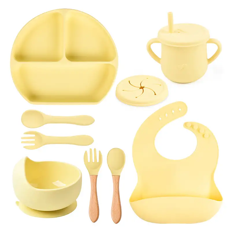 Silicone Solid Color Babies' Tableware Set