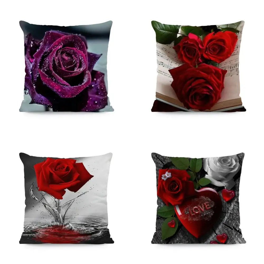 Flower Print Super Soft Square Pillow Cover