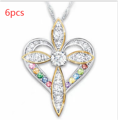 Love heart shaped cross-6PCS