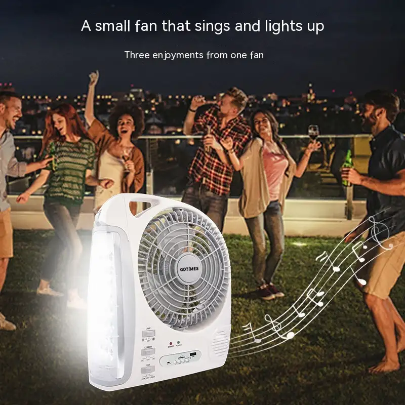 8-inch Solar Fan With Bluetooth Radio