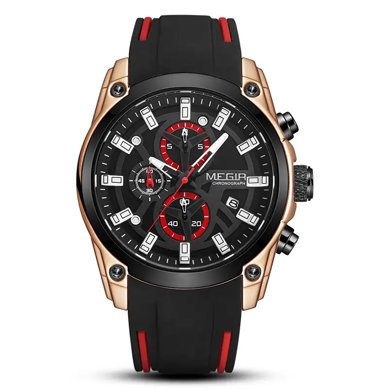 Multi-function Timing Sports Silicone Men's Quartz Sports Watch