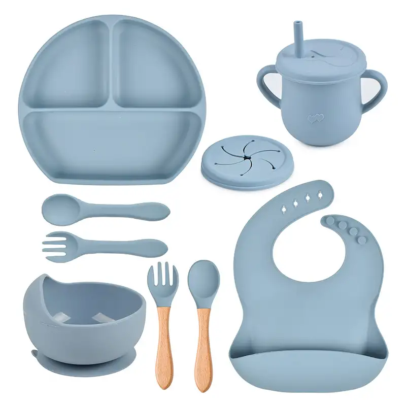 Silicone Solid Color Babies' Tableware Set