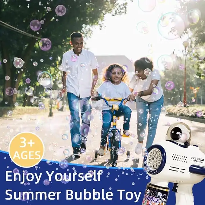 Bubble Gun, Space Bubble Machine For Kids Toddlers, Leak Proof Design, Automatic Bubble Blower Maker With Light And Bubble Solution, Summer Outdoor Toys For Birthday Party