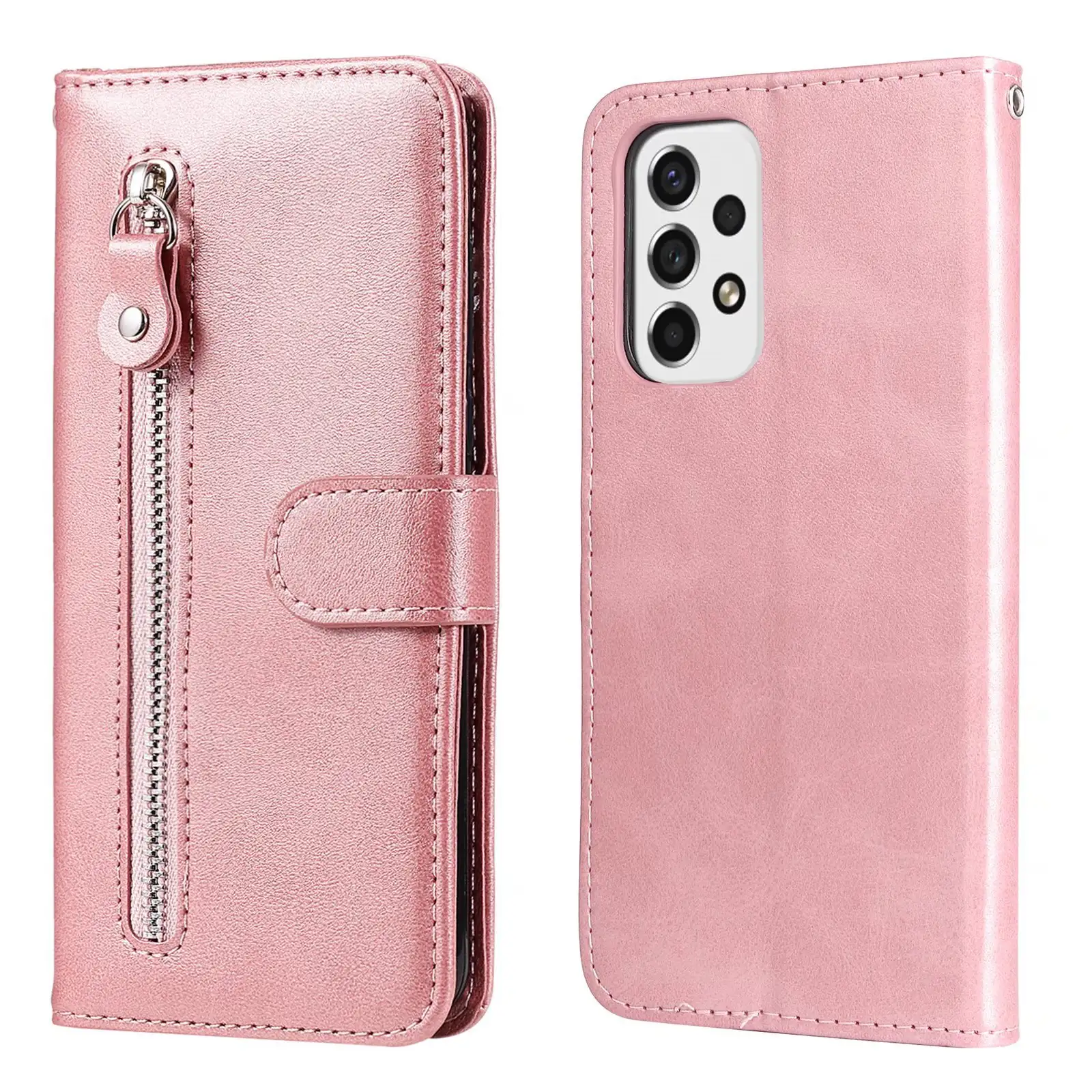 Mobile Phone Leather Case Zipper Wallet Card Holder Protective Case