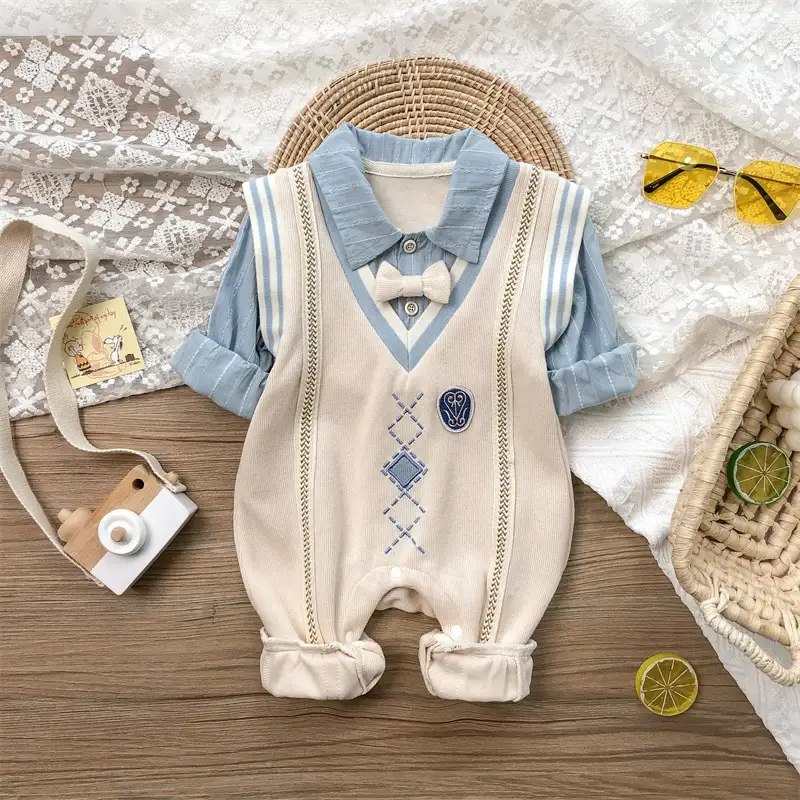 Autumn Baby One Month Old Jumpsuit Baby Boy Korean Style Long Sleeve