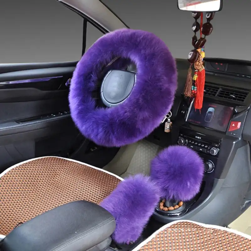 Wool Steering Wheel Cover Long Wool Handle Cover