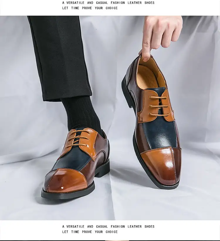 Business Formal Wear Casual Square Toe Large Size Leather Shoes