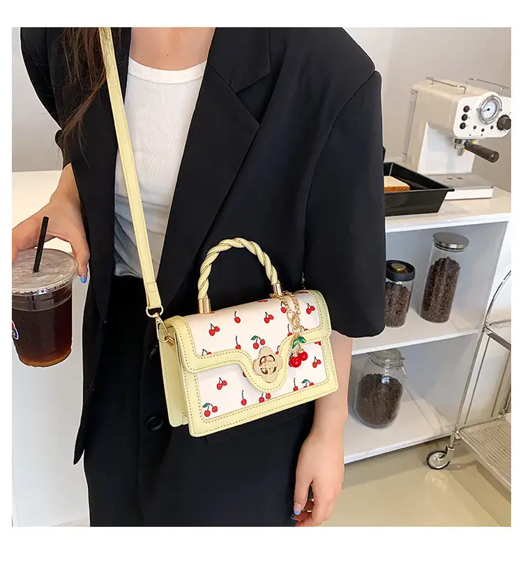 Cute Cherry Twist Portable Small Square Bag