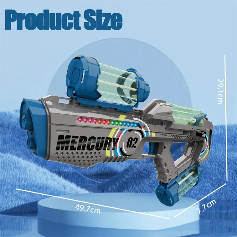 Automatic Summer Electric Water Gun With Light Rechargeable Continuou Firing Party Game Kids Space Splashing Toys For Boys Gift