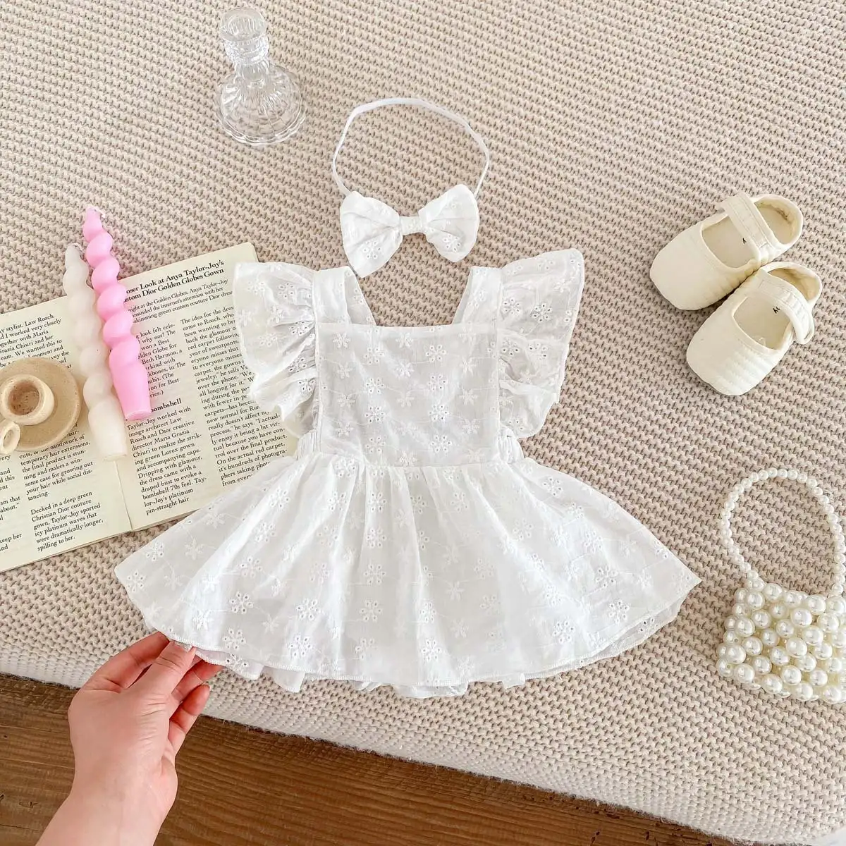 Baby Girl Flounced Sleeve Lace Jumpsuit Princess Dress