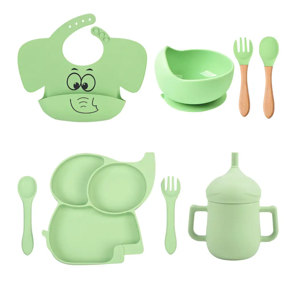 Silicone Solid Color Babies' Tableware Set