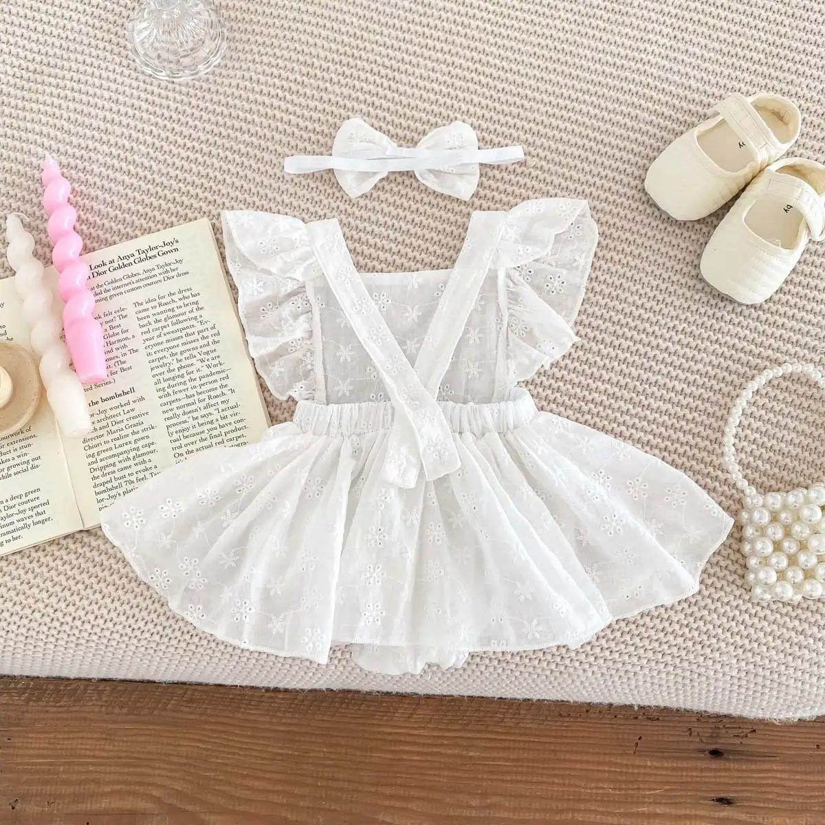 Baby Girl Flounced Sleeve Lace Jumpsuit Princess Dress