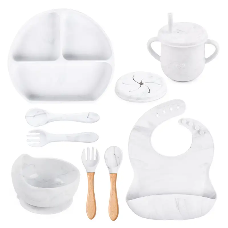 Silicone Solid Color Babies' Tableware Set