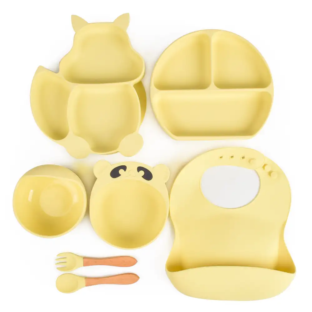 Silicone Solid Color Babies' Tableware Set