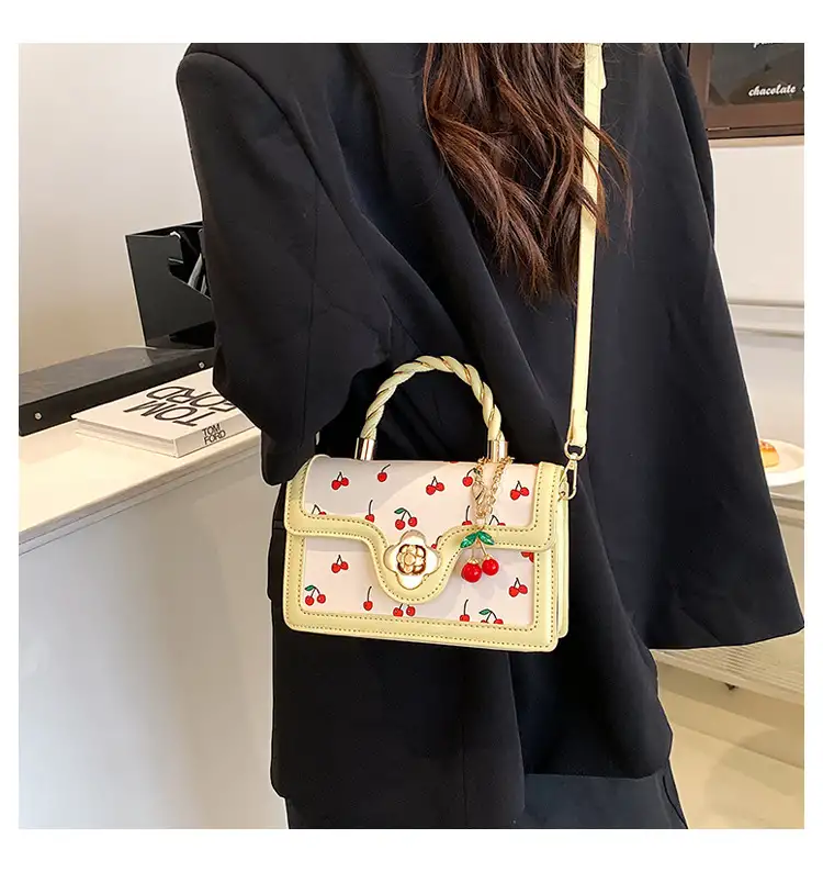 Cute Cherry Twist Portable Small Square Bag